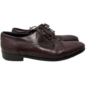 Super Prime Oxford Dress Shoes Size 9 10 Lace Up Leather Cap Toe Burgundy Italy